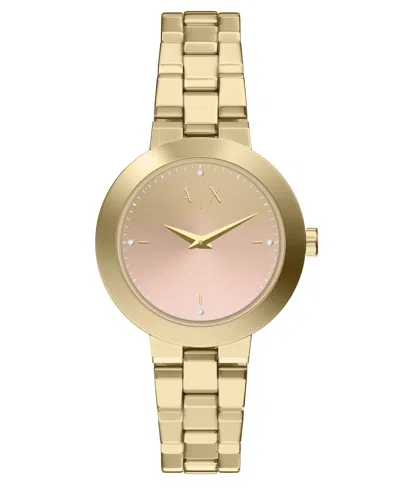 Armani Exchange Women's Quartz Two-hand Gold Stainless Steel Watch, 36mm