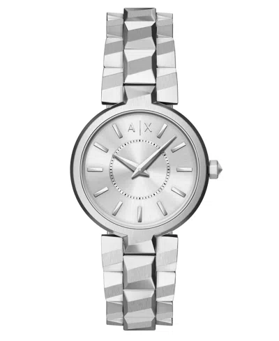 Armani Exchange Women's Quartz Two-hand Silver Stainless Steel Watch, 34mm In Metallic