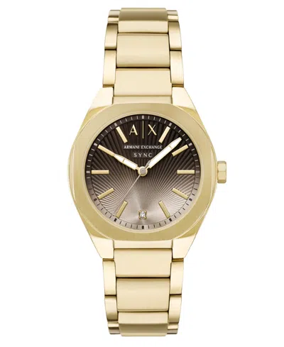 Armani Exchange Women's Sync Quartz Gold Stainless Steel Watch 36mm