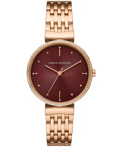 Armani Exchange Women's Three-hand Rose Gold-tone Stainless Steel Watch 36mm, Ax5912