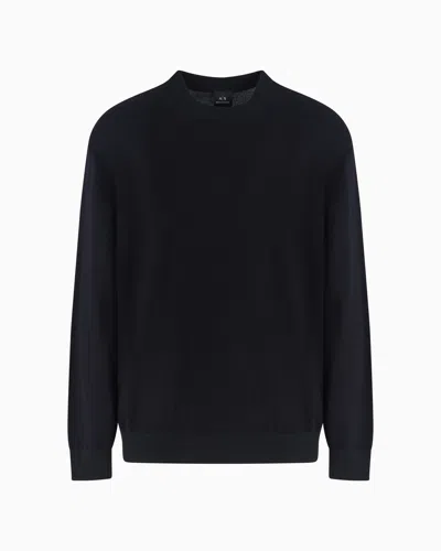 Armani Exchange Wool Blend Turtleneck Sweater In Navy Blue