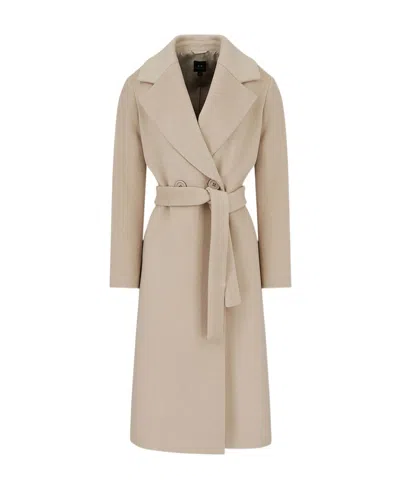 Armani Exchange Wool Long-sleeved Coat In Pure Cashmere