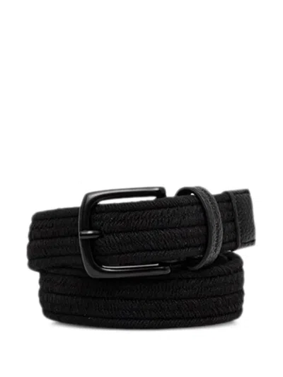 Armani Exchange Woven Texture Belt In Black