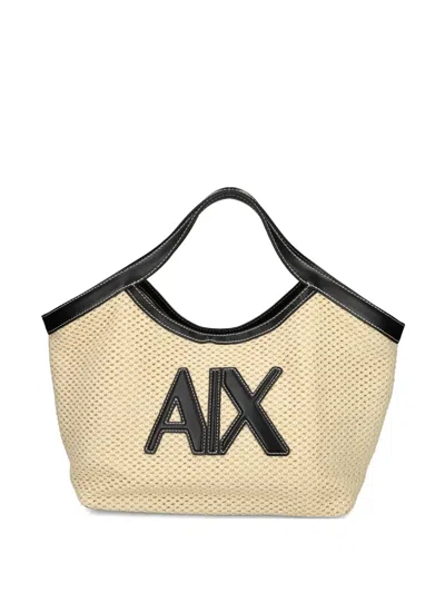 Armani Exchange Woven Tote Bag In Nude