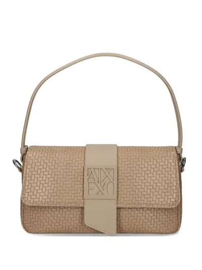 Armani Exchange Woven-panel Tote Bag In Brown