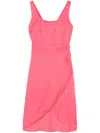 Armani Exchange Wrap-skirt Midi Twill Dress In Pink