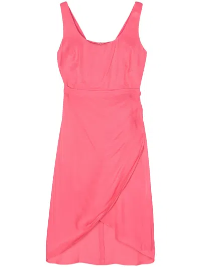 Armani Exchange Wrap-skirt Midi Twill Dress In Pink