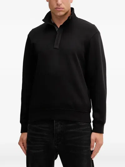 Armani Exchange Zip Collared Sweatshirt In Black