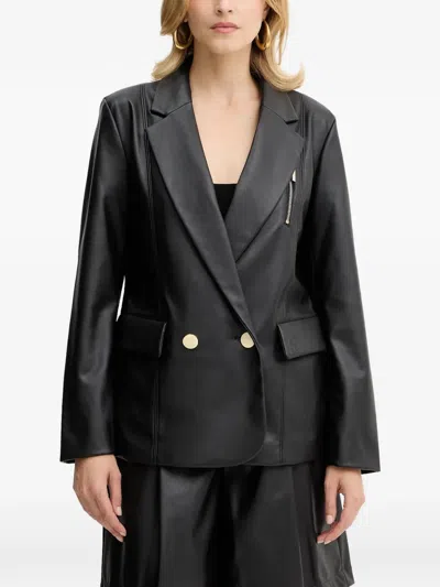 Armani Exchange Zip Detail Double-breasted Jacket In Black