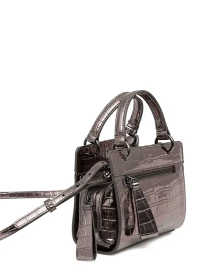 Armani Exchange Zip-fastening Animal-effect Tote Bag In Gray