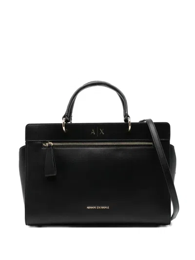 Armani Exchange Zip-fastening Leather Tote Bag In Black