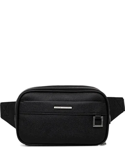 Armani Exchange Zip-fastening Textured-finish Belt Bag In Black