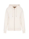Armani Exchange Zip-front Sweatshirt With Rhinestone Logo Detail In White