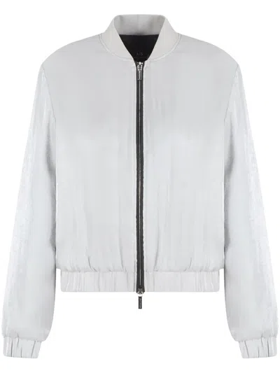Armani Exchange Zip-up Bomber Jacket In Grey