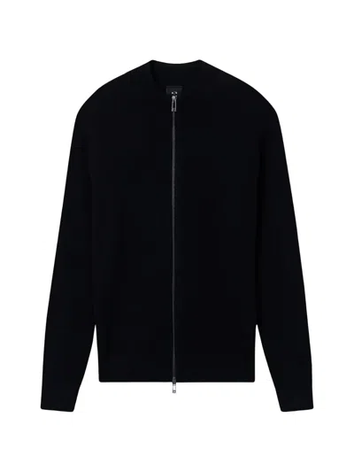 Armani Exchange Zip-up Cardigan In Black
