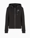 Armani Exchange Zip-up Hoodie With Logo Label In Black