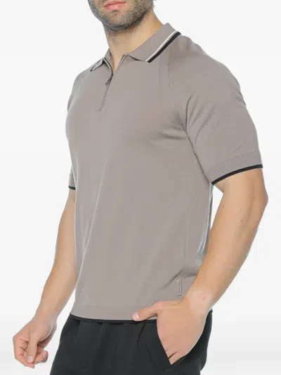 Armani Exchange Zip-fastening Knit Polo Shirt In Multi