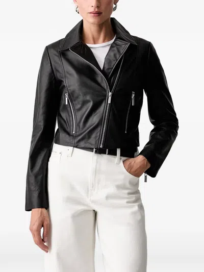 Armani Exchange Zip-fastening Leather Jacket In Black