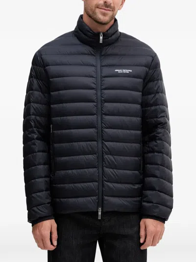 Armani Exchange Zipped Quilted Jacket In Blue