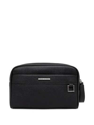Armani Exchange Zipped Wash Bag In Black