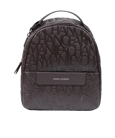 Armani Exchange Zipper Backpack In Brown