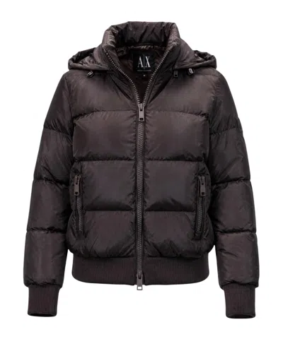 Armani Exchange Zipper Cotton Jacket In Black