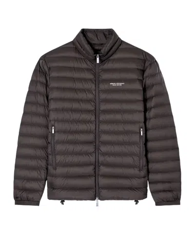 Armani Exchange Zipper Down Jacket In Brown