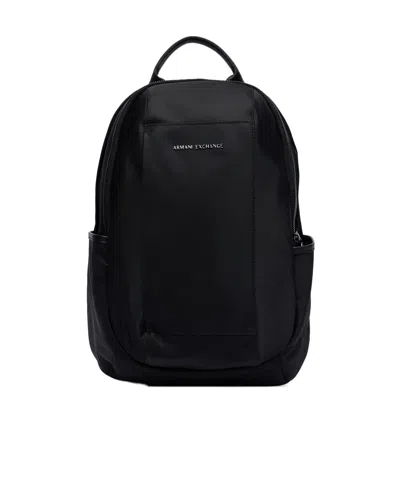 Armani Exchange Zippered Backpack In Black