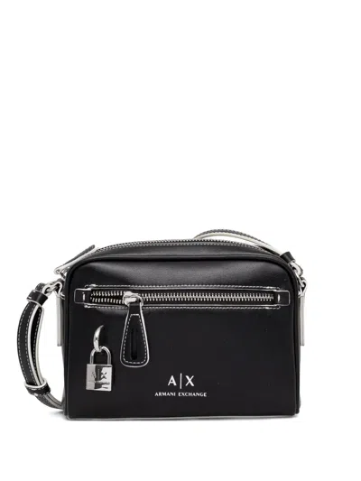Armani Exchange Zippered Crossbody Bag In Black