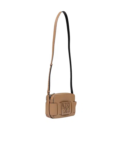 Armani Exchange Zippered Shoulder Bag In Brown