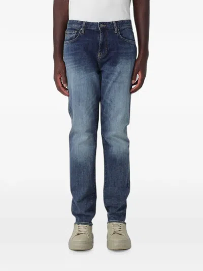 Armani Exchange Zip-up Slim-fit Jeans In Blue