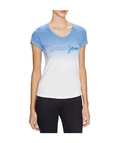 Armani Jeans Armani Denim Blue And White Cotton Lady Character T-shirt A5h37ll68