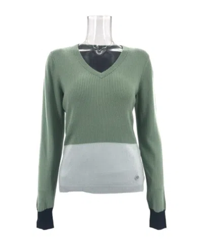 Armani Jeans Color Matching Long-sleeved Sweater In Green