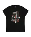 Armani Jeans Cross-printed T-shirt With Round Neck And Short Sleeves In Black