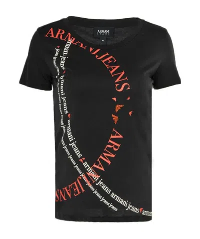 Armani Jeans Dark Blue Printed T-shirt In Black