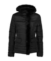 Armani Jeans Down Jacket With Hairy Collar Logo In Black