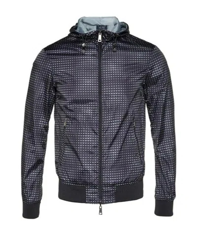 Armani Jeans Hooded Casual Jacket In Black