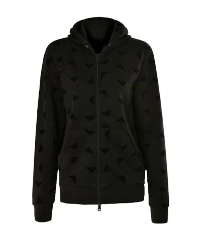 Armani Jeans Hooded Casual Sweater In Black