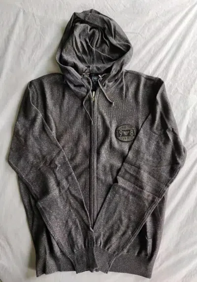 Armani Jeans Hooded Zipper Cardigan In Black