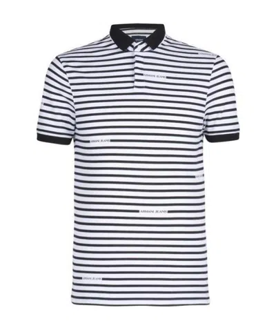 Armani Jeans Horizontal Striped Polo Shirt In White