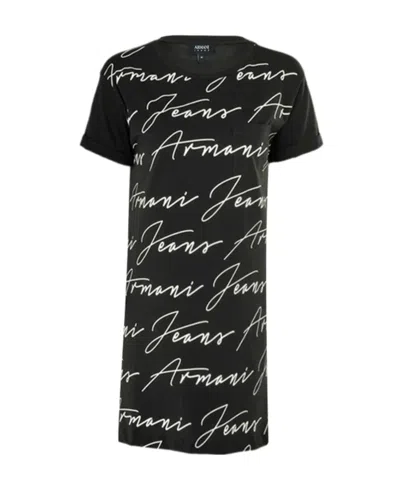 Armani Jeans Letter Printed Pattern Short-sleeved T-shirt In Black