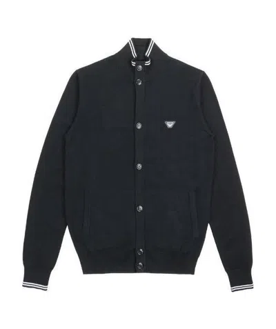 Armani Jeans Logo Baseball Jacket In Black