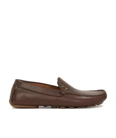 Armani Jeans Logo Details Business Casual Shoes In Brown