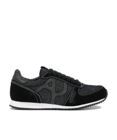Armani Jeans Logo Details Casual Sneakers In Black