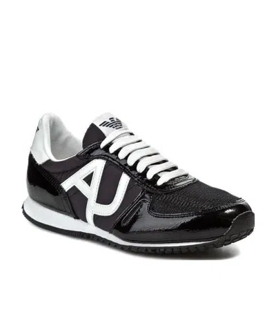 Armani Jeans Logo Details Casual Sports Shoes In Black