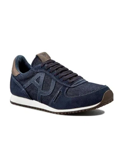 Armani Jeans Logo Details Casual Sports Shoes In Black