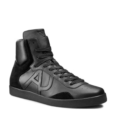 Armani Jeans Logo Details Casual Sports Shoes In Black