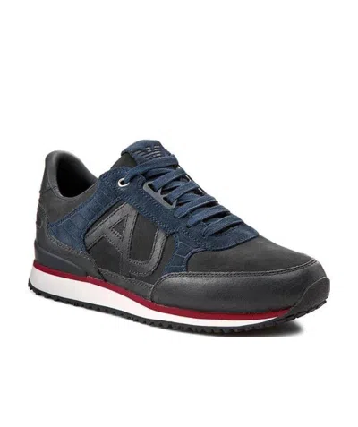 Armani Jeans Logo Details Casual Sports Shoes In Black