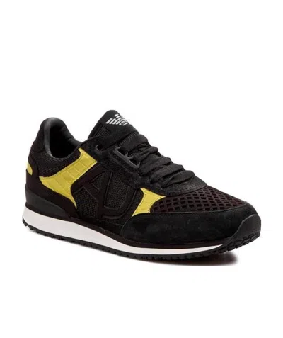 Armani Jeans Logo Details Casual Sports Shoes In Black