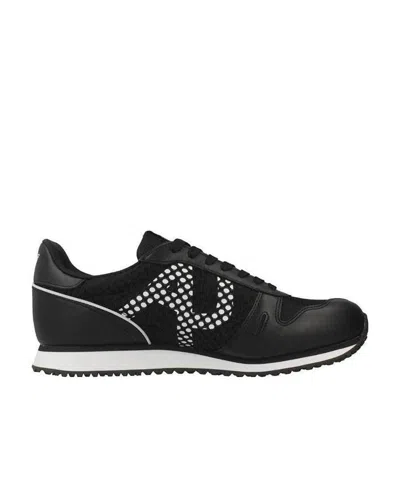 Armani Jeans Logo Details Casual Sports Shoes In Black